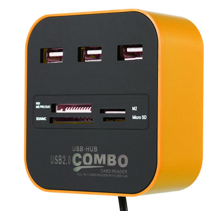 USB HUB Combo All In One USB 2.0 Micro SD High Speed Card Reader 3 Ports Adapter Connector For Tablet PC Computer Laptop