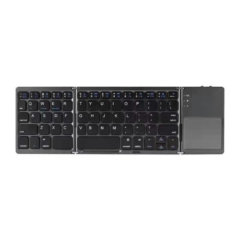 Mini wireless three-fold Bluetooth keyboard Bluetooth wireless folding with touch panel BO33 rechargeable keyboard